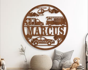 Rescue Vehicles Name Sign: Laser Cut Wall Decor SVG (Digital Download)
