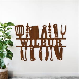 BBQ Werkzeuge Name Zeichen SVG - Personalisierte Laser Cut Grill Master Dekor (Digitaler Download)
