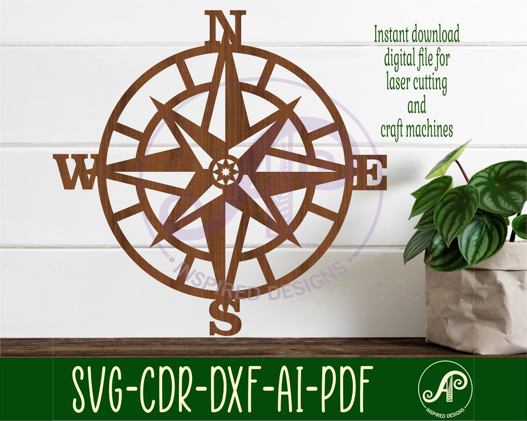 Compass Wall Art, SVG File. Vector File Ai, Cdr, Dxf Instant Download Digital Design, Laser Cut