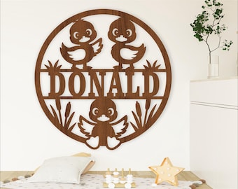 Duckling Name Sign SVG: Ducks personalized Laser Cut Nursery Decor (Digital Download)