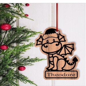 Lindos adornos navideños de dragón SVG cortados con láser, descarga instantánea de plantillas en PDF, Dxf, Ai y Cdr.