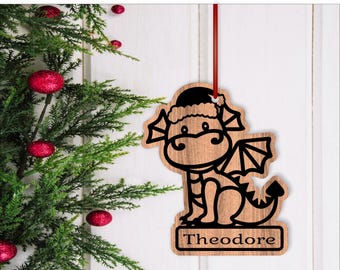Dragon Christmas personalized Ornaments SVG laser cut (Digital Download)