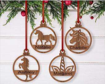 Unicorn Christmas Ornaments: Laser Cut SVG Template (Digital Download)