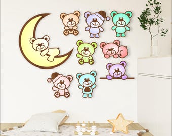 Teddy bear designs 9 two layer laser cut file, shapes. vector file SVG, ai, cdr, dxf and Pdf instant download layered shape cut outs