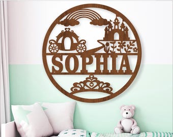 Princess Name Sign SVG: Laser Cut Fantasy Wall Decor (Digital Download)