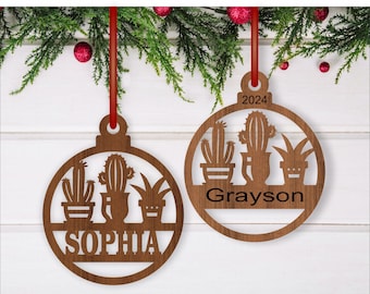 Cactus Christmas Ornament SVG: Laser Cut Template (Digital Download)