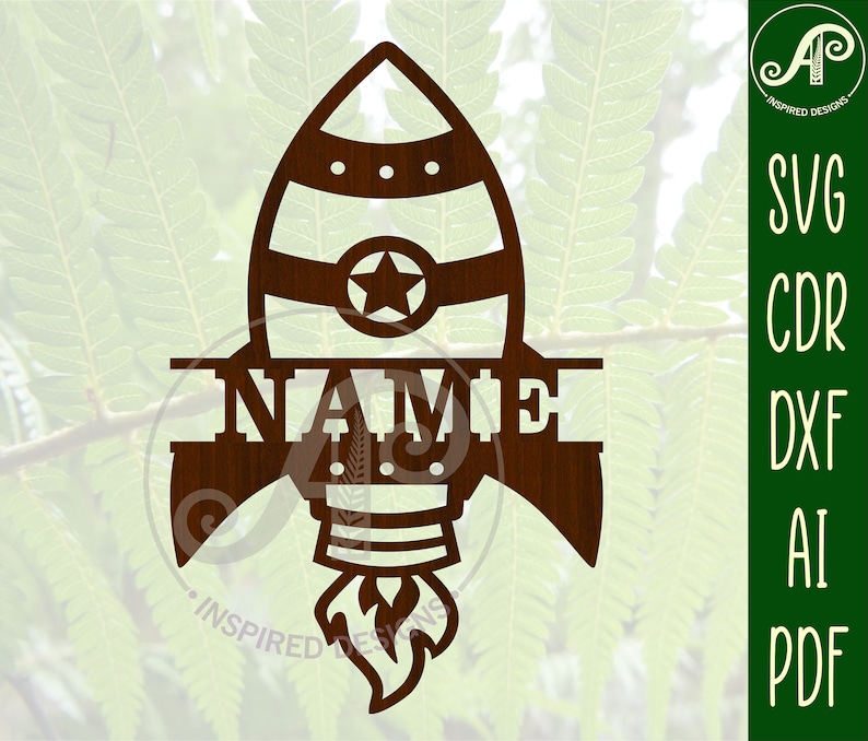 Rocket Name Sign SVG Laser Cut Template Door or Wall Hanger Etsy