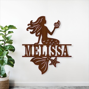Mermaid Name Sign SVG Laser Cut Template - Ocean Nursery Decor (Digital Download)