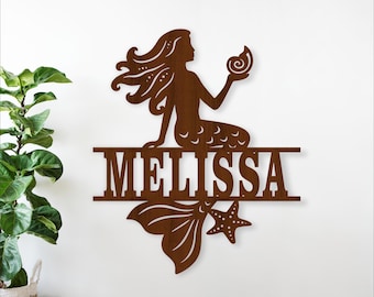 Mermaid Name Sign SVG Laser Cut Template - Ocean Nursery Decor (Digital Download)