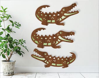 Crocodile Laser Cut File: Layered Animal Shapes (Digital Download)