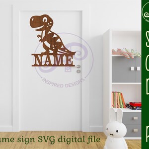 T-Rex Dino namnskylt - Dinosaur personlig laserskuren SVG-mall (digital nedladdning) bild 5