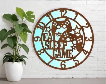 Gamer wall clock laser cut files, SVG file. vector file ai, cdr, dxf instant download digital design, cut file template