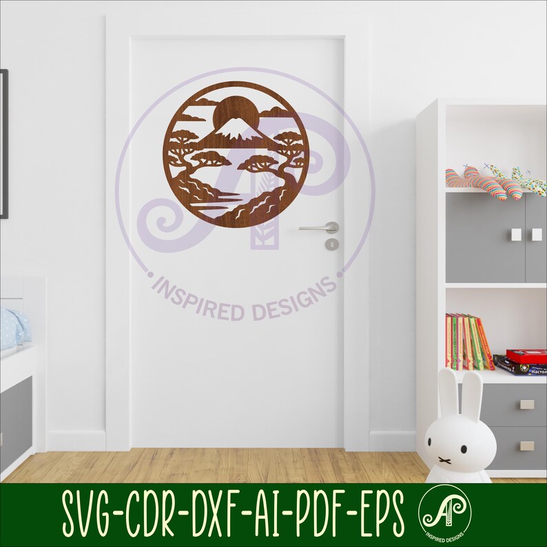 Mount Fuji Wall Art SVG, Japanese Laser Cut, Zen Garden Decor Sign (digital download) image 6