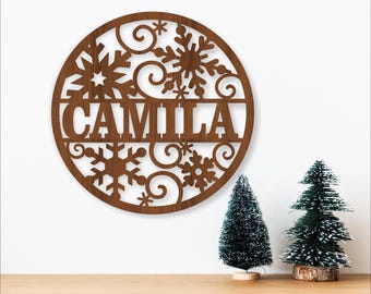 Snowflake Name Sign Template: Laser Cut Vector File (Digital Download)