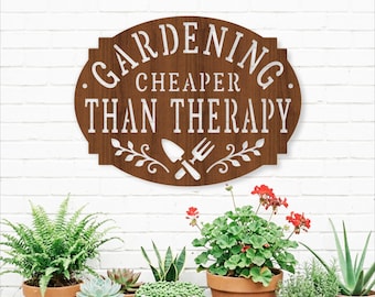 Gartenarbeit ist günstiger als Therapie – SVG-Schild, Gartendeko zum Laserschneiden, Geschenk für Gärtner