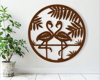 Flamingos wall art, SVG file. vector file ai, cdr, dxf instant download digital design, laser cut, wall art tropical theme