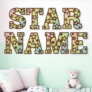 Conjunto de letras del alfabeto de estrellas. Letras de 2 capas - 41 opciones de archivos vectoriales SVG - Letrero con nombre de temática de estrellas - Descarga digital instantánea