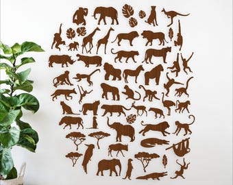 Safari Animals SVG Bundle: 54 Wild Animal Laser Cut Designs (digital download)