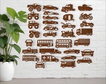 Vehicle Cutout Shapes: 32 SVG Laser Cut Files (Digital Download)