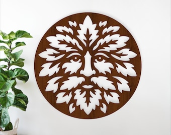 Green Man Round Wall Art SVG -Celtic Nature Spirit Laser Cut File (Digital Download)