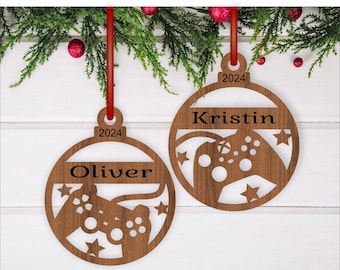 Gamer Christmas Ornaments, 2 designs  SVG laser cut, instant download Pdf, Dxf, Ai and Cdr template.