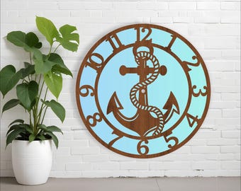 Anchor wall clock laser cut files SVG (Digital Download)