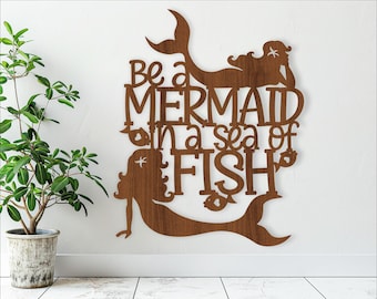 Mermaid Sign SVG: Laser Cut DIY Wall Art (Digital Download)