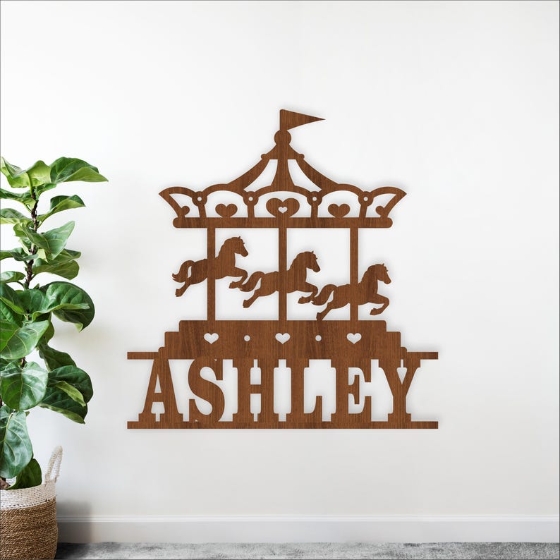 Carousel Name Sign Laser Cut SVG Personalized Wall Art (digital ...