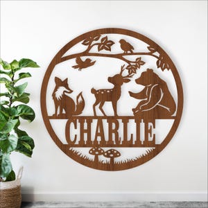 Woodland Animal Name Sign laser cut Template: Nursery Decor SVG (Digital Download)