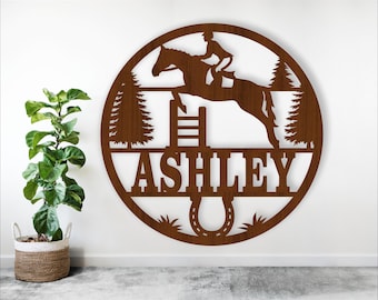Equestrian Name Sign: Horse Jumping Wall Hanger SVG (Digital Download)