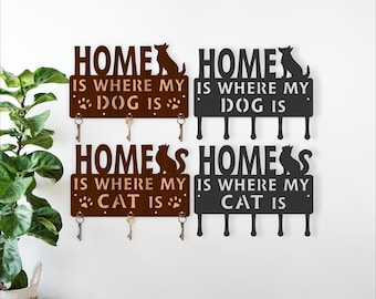 Dog & Cat Key Holder SVG Bundle, Home Is Where My Pet is (Digital Download)