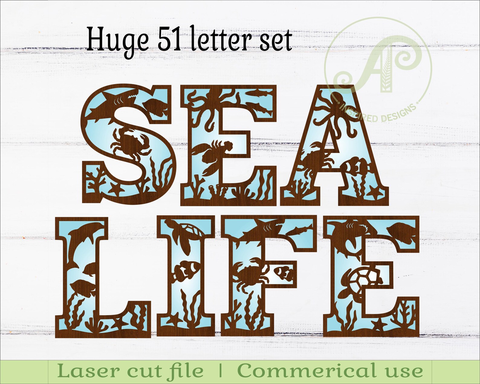 Sealife Ocean Alphabet Letter Set. 2 Layer Letters 51 Letters SVG File ...