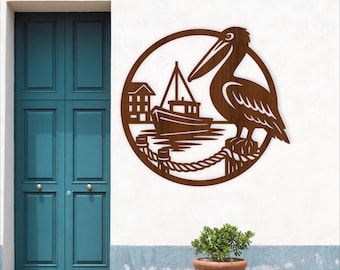 Pelican Wall sign : Laser Cut Ocean Bird, Port Theme home decor (Digital Download)
