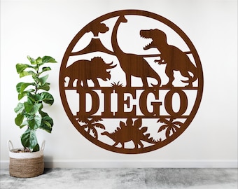 Dinosaur Nursery Name Sign: Laser Cut SVG Template (Digital Download)