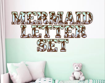 Mermaid Alphabet SVG: 2-Layer Letter Set, Name Sign (Digital Download)