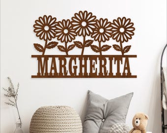 Daisy Flowers Name Sign, SVG Laser Cut Personalized Daisies decor (Digital Download)
