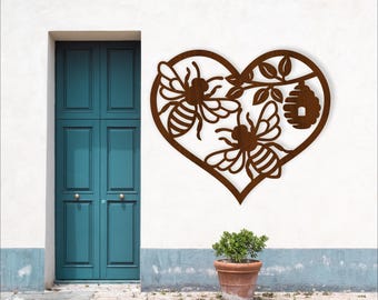 Bee Heart Wall Art SVG: Laser Cut Vector File (Digital Download)