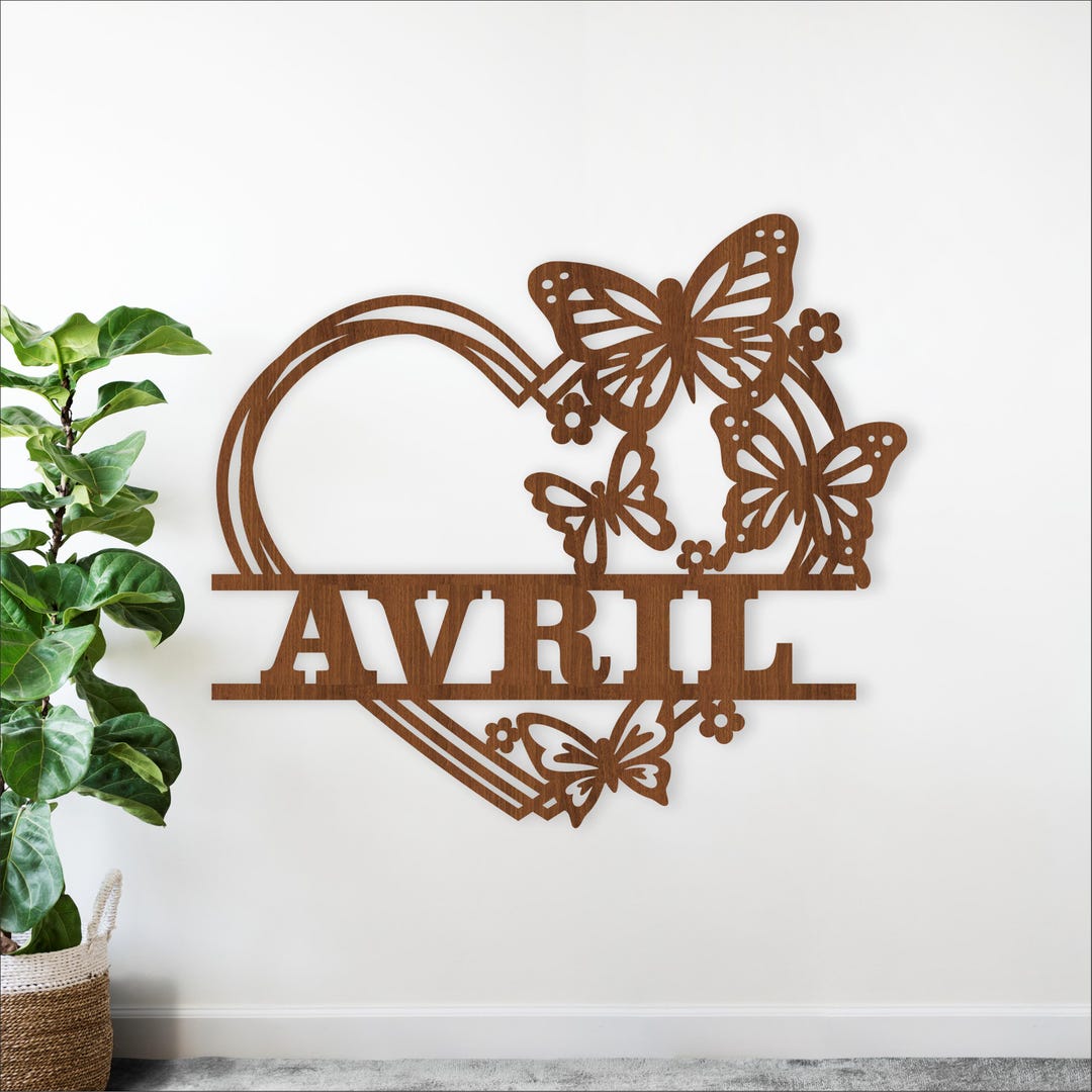 Butterfly Heart Name Sign _ Butterflies Personalized Laser Cut Wall Art ...