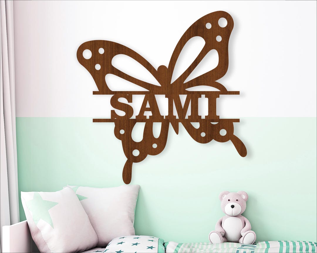 Butterfly Name Sign Laser Cut Template, Butterflies Wall Decor (digital ...
