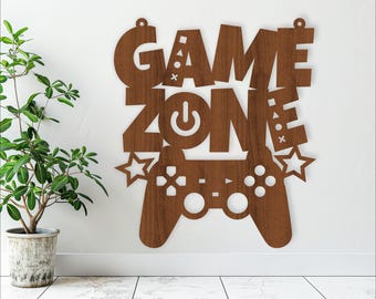 Game zone sign, SVG file. vector file ai, cdr, dxf instant download digital design, laser cut, wall sign file gamer room sign