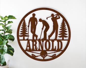 Male Golfer Name Sign - Personalized Golfing Laser Cut Sports Decor SVG (Digital Download)