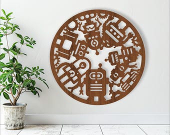 Robot Wall Art: Laser Cut Files, CNC Router Design (Digital Download)