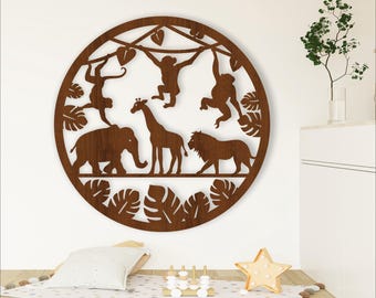 Wild Animal Wall Art SVG: Laser Cut Files, Nursery Decor (Digital Download)