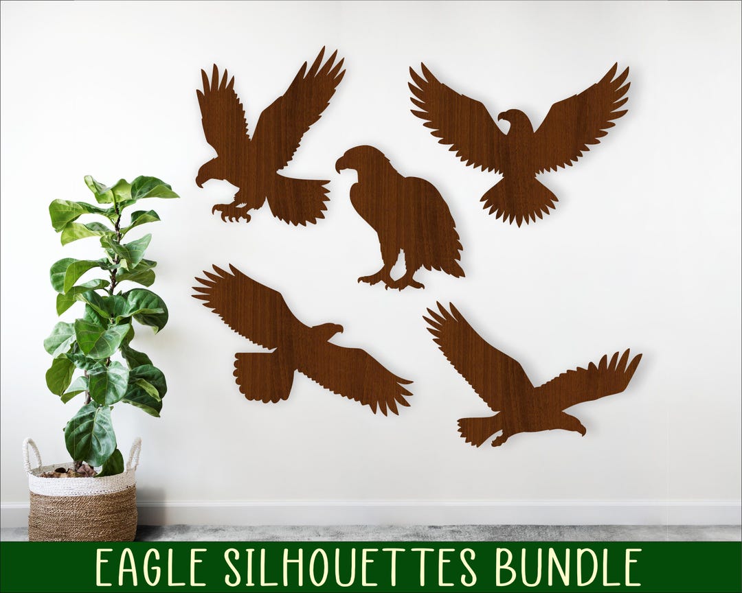 Bald Eagle SVG Silhouette Bundle: Laser Cut Vector Files (digital ...