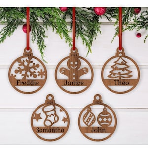 Enfeites festivos de Natal, 5 designs SVG cortados a laser, download instantâneo de modelos em PDF, Dxf, Ai e Cdr.