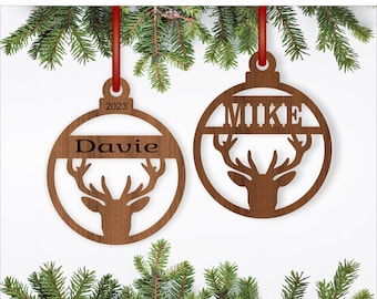 Stag Christmas Ornaments SVG laser cut, instant download Pdf, Dxf, Ai and Cdr template.