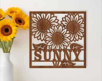 Sunflower Name Sign: Laser Cut Floral Personalized Home Decor (Digital Download)