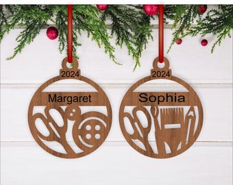Art & Sewing Christmas Ornament SVG Laser Cut Template (Digital Download)