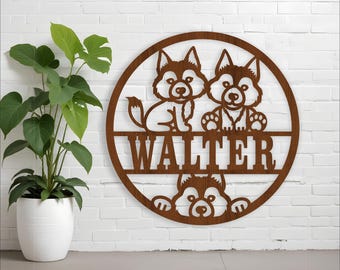 Wolf Nursery Name Sign: Laser Cut File SVG, Animal Door Hanger (Digital Download)