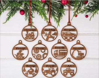 Vehicle Theme Christmas Ornaments: Laser Cut SVG Template (Digital Download)